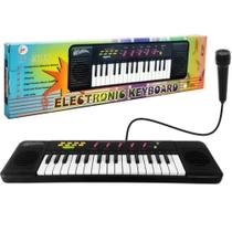 Piano infantil com microfone teclado karaoke musical 32 teclas didatico estilo profissional