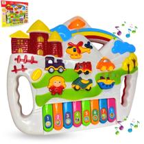 Piano Infantil Musical Teclado Bebê Com Som Luz Brinquedo F114