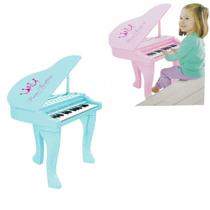 PIANO INFANTIL TECLADO ELETRONICO MUSICAL SINFONIA COM MICROFONE KARAOKE LUZES MP3 Azul - MAKETOYS