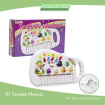 Piano Infantil Teclado Musical Educativo Animais Cor Branco - Dutetoys