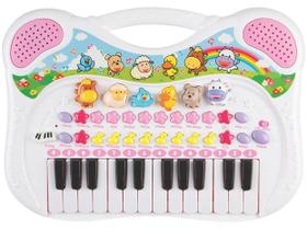 Piano Musical Infantil Animais Rosa 6408 Braskit