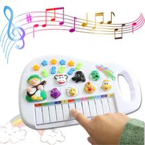 Piano Musical Infantil Teclado Eletrônico Emite Sons Luzes Das Teclas E Animais Sítio Fazendinha Pilha AA