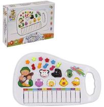 Piano Musical Teclado Infantil Sons E Luzes Animais Sitio Branco