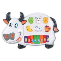 Piano musical vaquinha teclado infantil bebe braskit