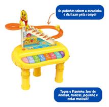 Piano Patinho Feliz 2 Em 1 Diversão Infantil Teclado Luz Som