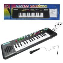 Piano Teclado Eletronico Infantil 32 Teclas Preto Microfone - FunGame