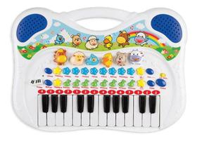 Piano Teclado Infantil Animais Azul Braskit