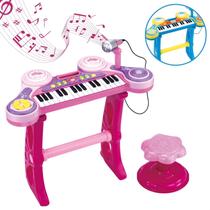 Piano Teclado Infantil com Microfone Brinquedo Musical Instrumento com Luz e Som - ATENTU
