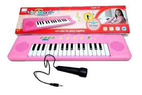 Piano Teclado Musical Infantil Microfone Eléctrico Karaokê( ROSA)