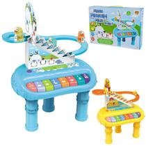 Piano Teclado Musical Infantil Pinguim Feliz 2 Em 1 Luz Som