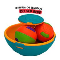 Pião De Brinquedo Estimulo Para Bebês 2 Bolas Com Chocalho