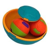 Pião Gira Ball 2 Bolinhas Chocalho Divertido Interativo Colorido