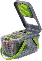 Picador de vegetais com recipiente de aço inoxidável cinza/verde Picador de vegetais com recipiente de aço inoxidável cinza/verde
