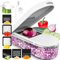 Picador de vegetais Fullstar 6 em 1 com recipiente branco com lâminas