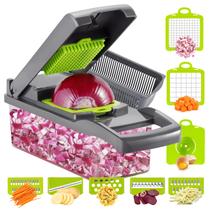 Picador de vegetais Ourokhome 12 em 1, cortador de mandolina, cinza Picador de vegetais Ourokhome 12 em 1, cortador de mandolina, cinza