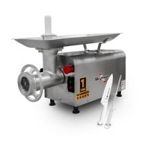 Picador Moedor de Carne Açougue Profissional 0,5Cv Boca 10 PS-10m 220V Skymsen + Faca + Chaira