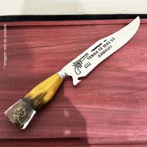 Picanheira Com Abridor Curvada Tenha Fé, Vá Armado Inox 420c Cor do cabo:Amarelo