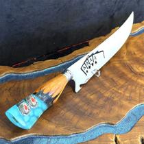 Picanheira Especial Curvada Cabo Cartas Poker Aço Inox 420c Cor do cabo:Amarelo