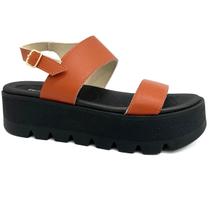 Piccadilly Sandalia Feminina Conforto Papete Flatform 586001 Caramelo