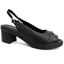 Piccadilly Sandalia Feminina Conforto Salto Bloco 566058 Preto