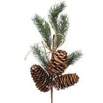 Pick arranjo natalino folhagem e Pinha nevada 30 cm Pick arranjo natalino folhagem e Pinha nevada 30 cm