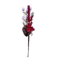 Pick Cerejinha com Flocos de Neve 33cm Galho Pick Decoração De Natal Pick Cereja