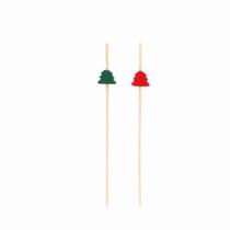 Pick de Madeira Mini Pinheiro Verde e Vermelho - 20 unidades - Cromus Natal - Rizzo