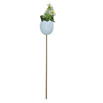 Pick Decorativo de Páscoa - Casca e Flores Branco - 28cm - 1 unidade - Rizzo