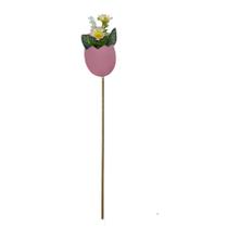 Pick Decorativo de Páscoa - Casca e Flores Rosa - 28cm - 1 unidade - Rizzo - artlille