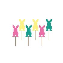 Pick Decorativo de Páscoa - Coelhinhos Sortidos - 20cm - 6 unidades - Rizzo