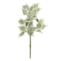 Pick Decorativo Natal Nevado Folhas Verde 35cm - 1 Unidade