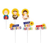Pick Decorativo 'Viva São João' - 12 Unidades para Decoração de Festas Juninas Pick Decorativo 'Viva São João' - 12 Unidades para Decoração de Festas Juninas
