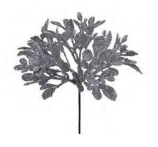 Pick mini folhas com glitter prata - natal (9605008)