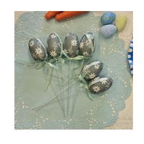 Pick Mini Ovos Decorativos em Tecido Azul Arranjo Páscoa 6Un