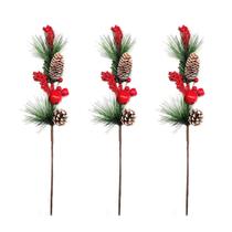 Pick Natalino 50cm Pinha com Azevinhos - KIT COM 3 UNID