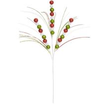 Pick natalino Azevinho gigante lúdico verde, vermelho e branco com glitter 74 cm