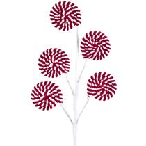 Pick natalino Candy Pirulito vermelho com branco x5 Grillo 56 cm