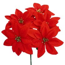 Pick natalino Flor Poinsétia Bico de Papagaio vermelho 30 cm Pick natalino Flor Poinsétia Bico de Papagaio vermelho 30 cm