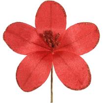 Pick natalino Flor Poinsétia Bico de Papagaio vermelho com glitter 14 cm Pick natalino Flor Poinsétia Bico de Papagaio vermelho com glitter 14 cm