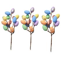 Pick Ovo Colorido Haste Enfeite Decoração Páscoa 3 unidades