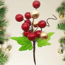 Pick Ramos Cerejinhas Enfeite Árvore De Natal 20cm Kit 10pçs