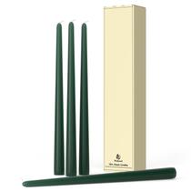 Pickood Set de 4 Velas Cónicas Verde Oscuro de 12" Sin Goteo