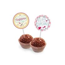 Picks Toppers de Papel Doces Docinho Cupcake Festa Confeitaria 8 Uni Regina Festas Inspire sua Festa Loja