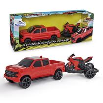 Pickup Adventure Carreta c/ Moto Caminhonete Carrinho
