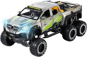 Pickup Truck Toy Remodelado 6x6 Off-Road Model Car 1/24 Scale Monster Trucks DieCast Metal Model Cars com som e luz para crianças de 3 anos ou mais Verde
