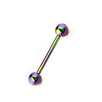 Piercing 100% Titânio Barbell Língua Hipoalergênico Arco Iris