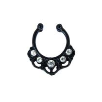 Piercing Aço Cirurgico Feminino Preto Septo Petala Zirconia Piercing Aço Cirurgico Feminino Preto Septo Petala Zirconia