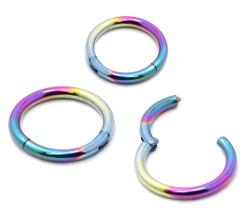 Piercing Argola Articulada Click 1.2mm em Titânio Furta Cor Arco Íris