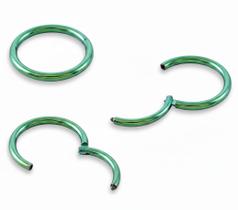Piercing Argola Articulada Click 1.2mm em Titânio Verde Anodizado