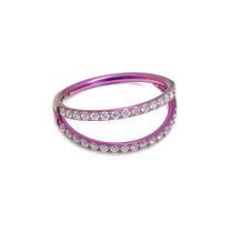 Piercing Argola Articulada Dupla em Titânio com Zircônias Fúscia 80v Piercing Argola Articulada Dupla em Titânio com Zircônias Fúscia 80v